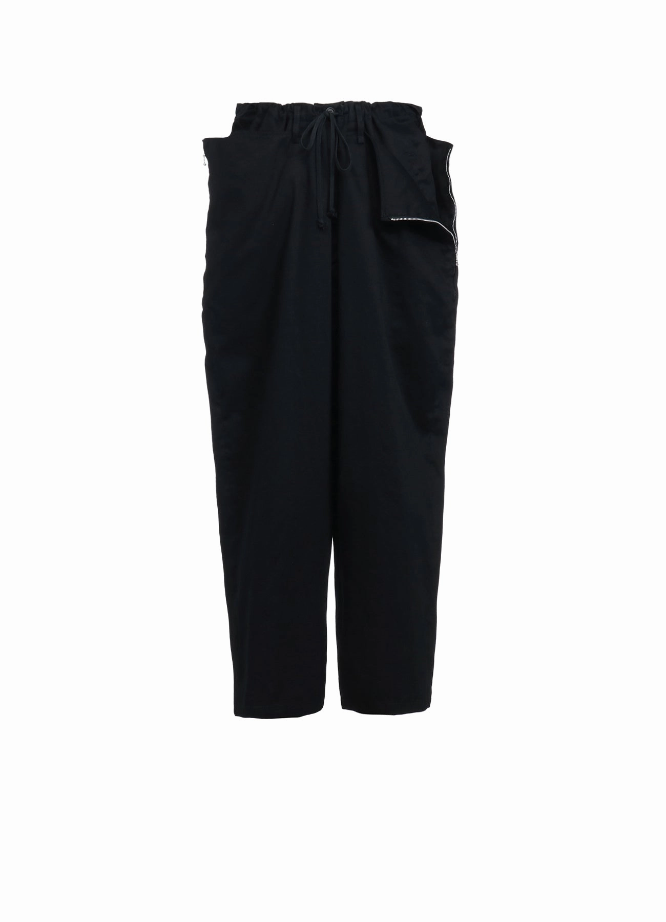 Easy Fit Design COTTON TWILL DRAWSTRING WIDE PANTS WITH ZIP SIDE POCKET
