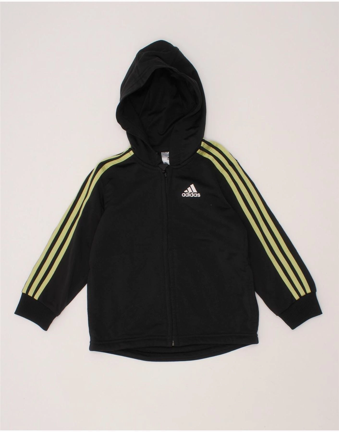 ADIDAS Baby Boys Zip Hoodie Sweater 18-24 Months Black Polyester HandLinked Seams