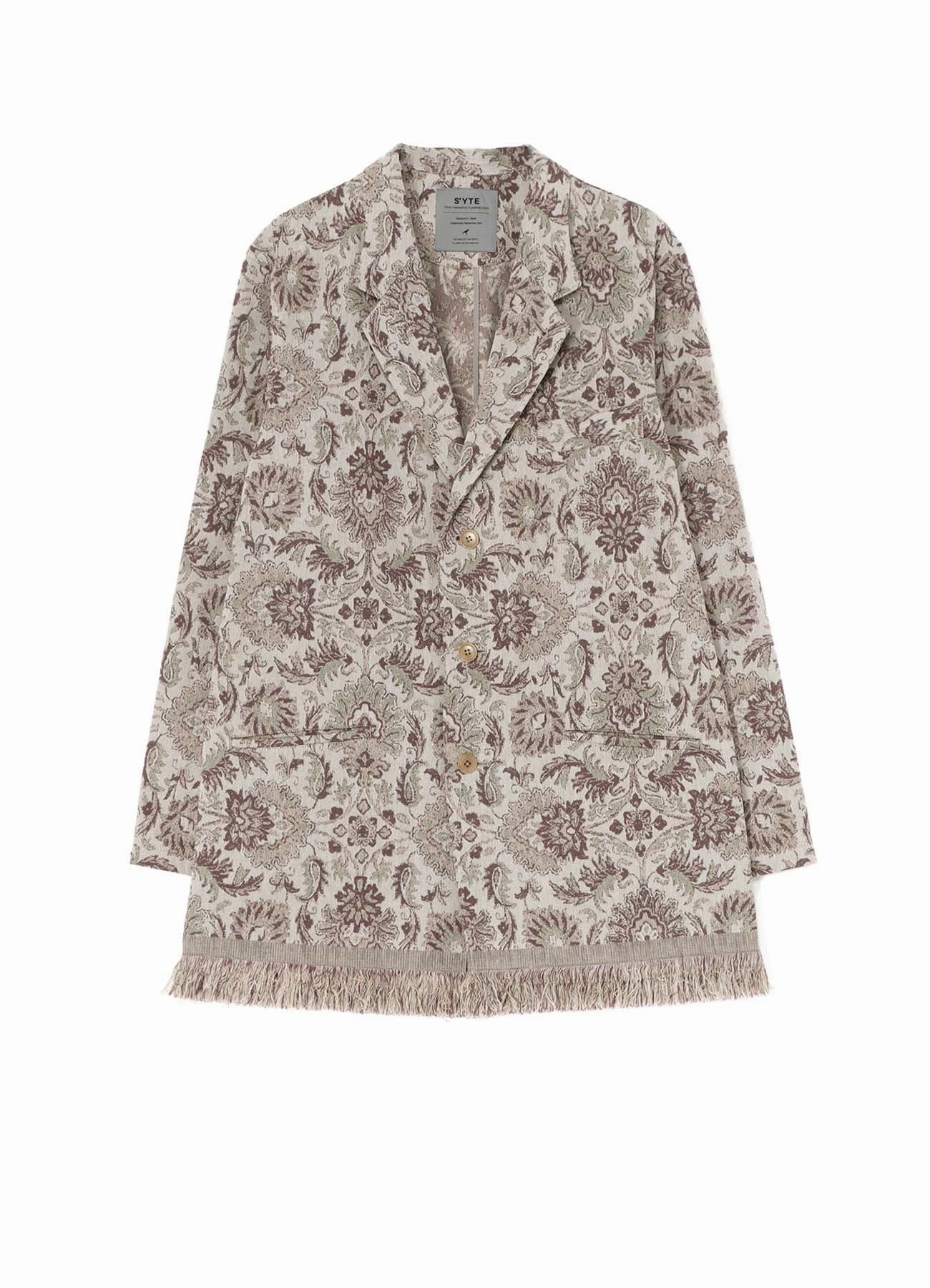 Indoor Use GOBELIN-STYLE JACQUARD SHIRT JACKET WITH FRINGE HEM DESIGN