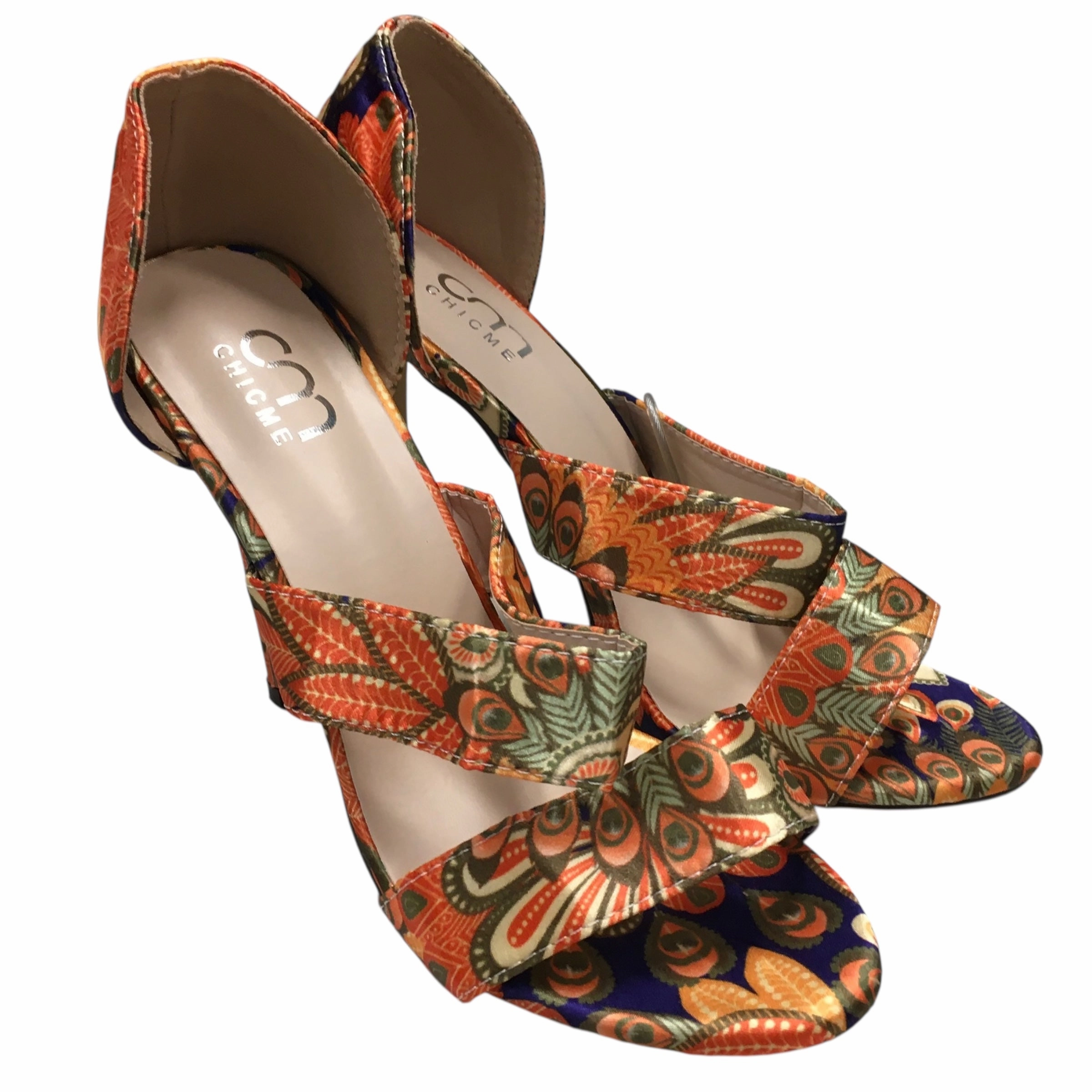 Wraparound Design Sandals Heels Stiletto By Cn Chicme In Orange, Size:10.5