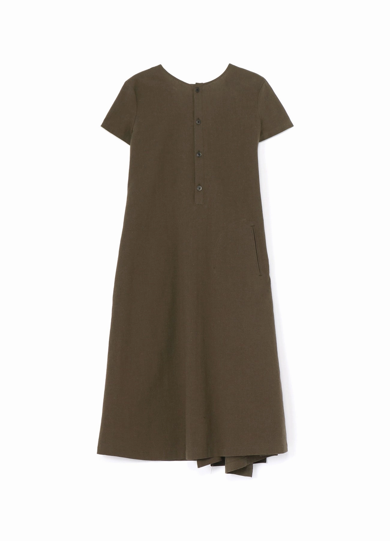Shine Soft Square-Neck COTTON FLAX POPLIN BACK TIE DRESS
