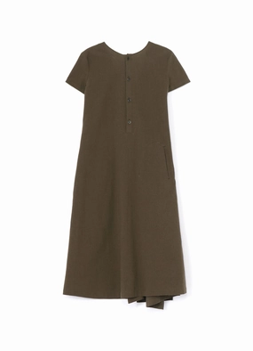 Shine Soft Square-Neck COTTON FLAX POPLIN BACK TIE DRESS