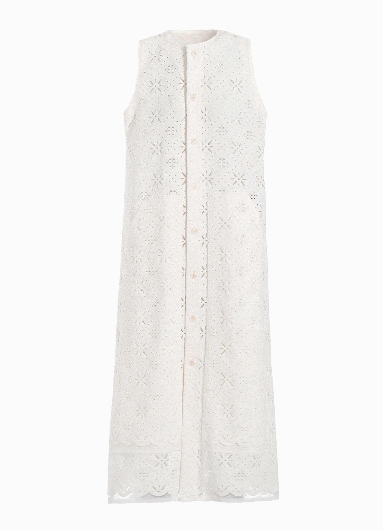 COTTON LACE FRONT OPEN DRESS Retro Vibes Short Sleeve