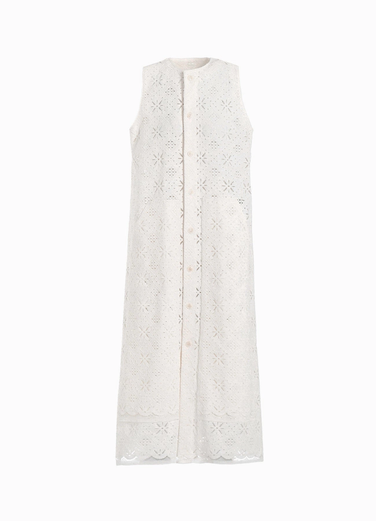 COTTON LACE FRONT OPEN DRESS Layerable Piece