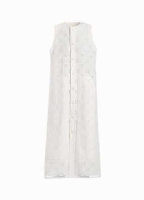 COTTON LACE FRONT OPEN DRESS Layerable Piece