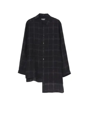 ??PIECE UNIQUE/AOYAMA??4 PLAID UNBALANCED BLOUSE Ombre look