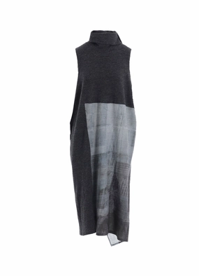 COMBINATION HIGH NECK DRESS High-Low-Hem