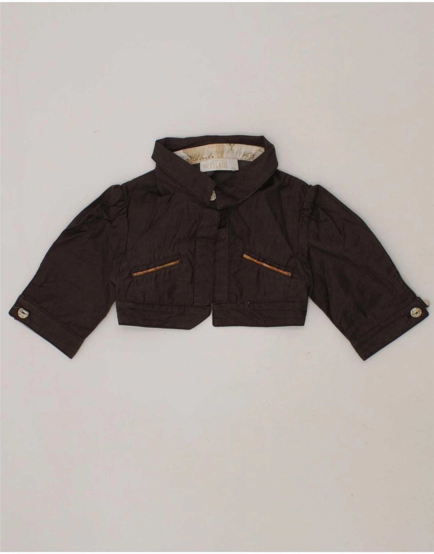 ALVIERO MARTINI Baby Girls Bolero Jacket 18-24 Months Brown Cotton Faux Fur Secure Closures