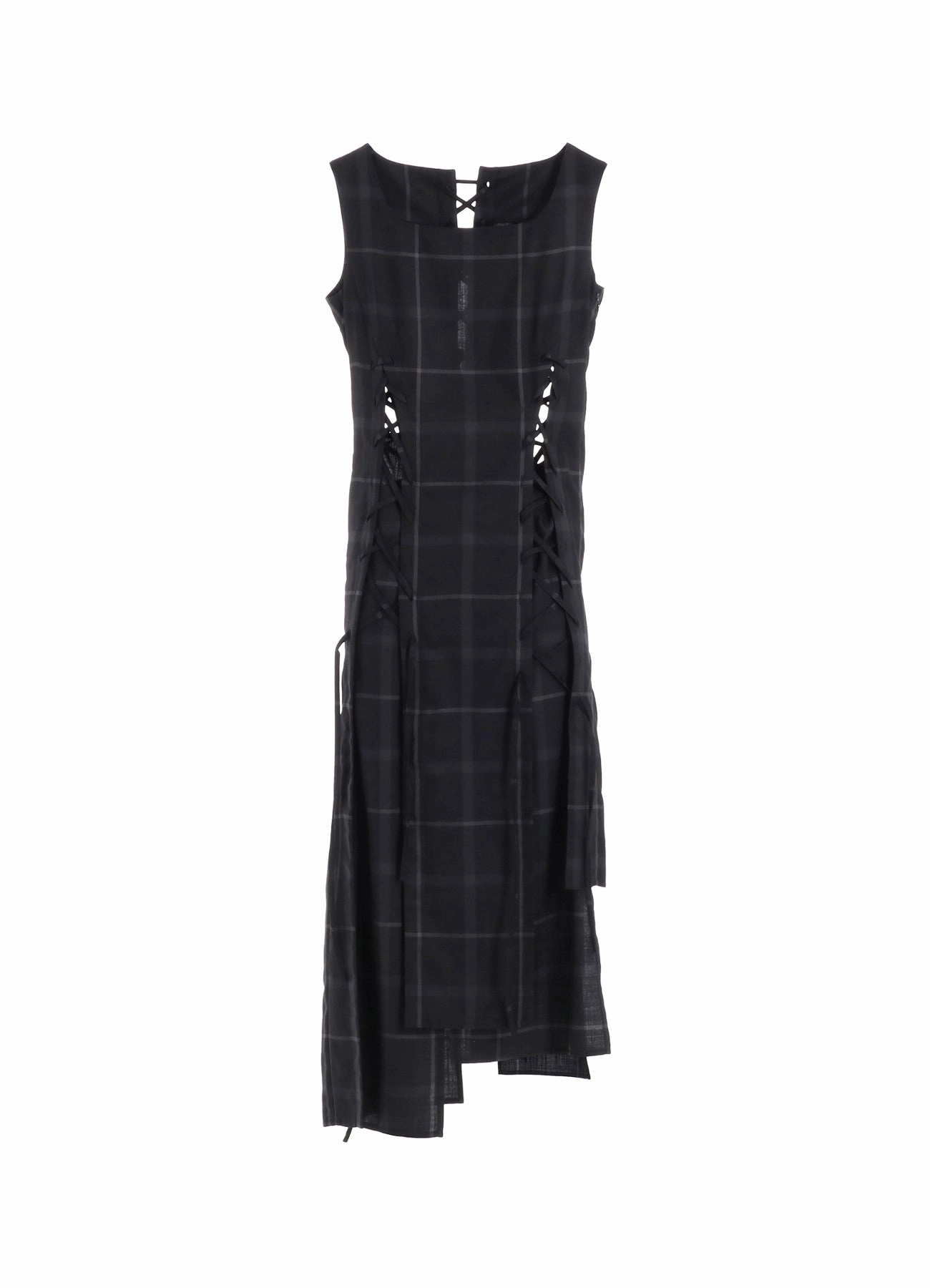 PLAID LACE-UP DRESS Scandi Clean Clean Texture