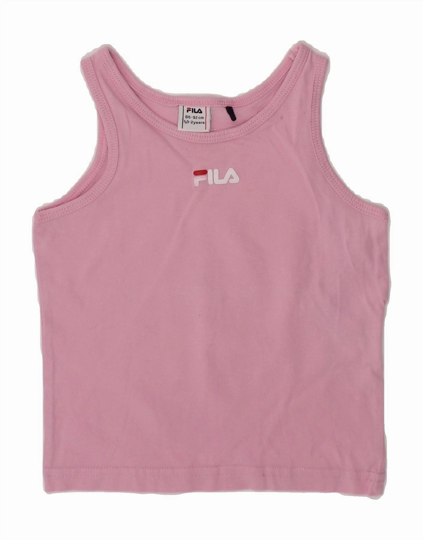 FILA Baby Girls Graphic Vest Top 18-24 Months Pink Cotton Stylish Appearance