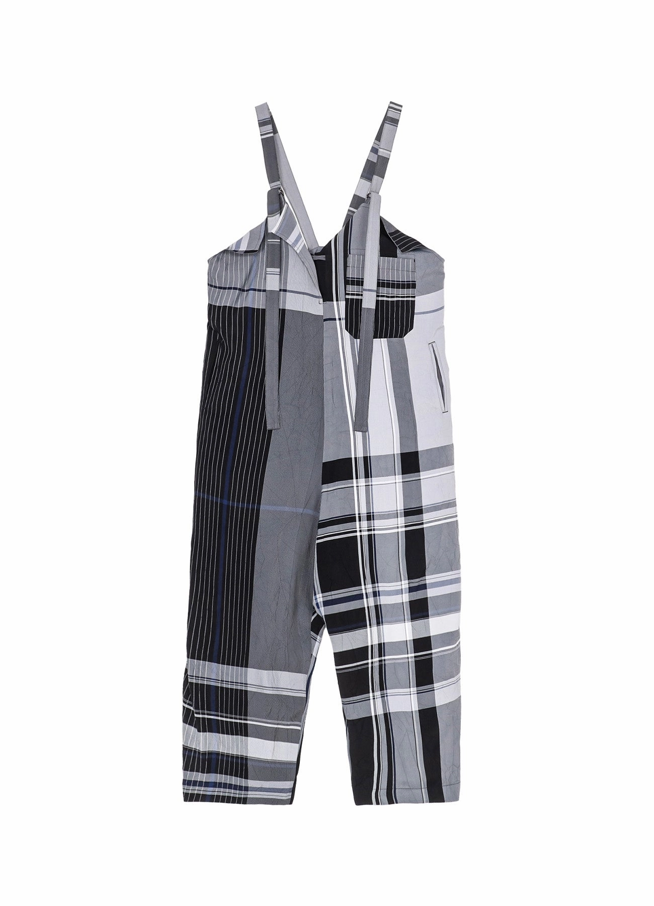 Fine Texture RAYON WRINKLED PLAID SALOPETTE