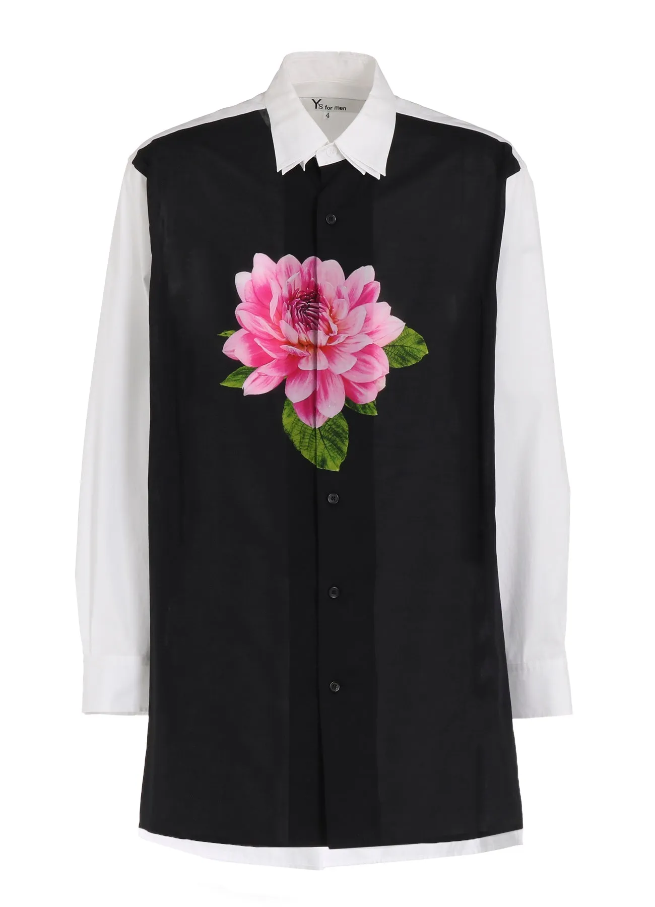 Flatlock stitching TRIPLE COLLAR SHIRT IN BROAD AND CELLULOSE ?C PINK FLOWER