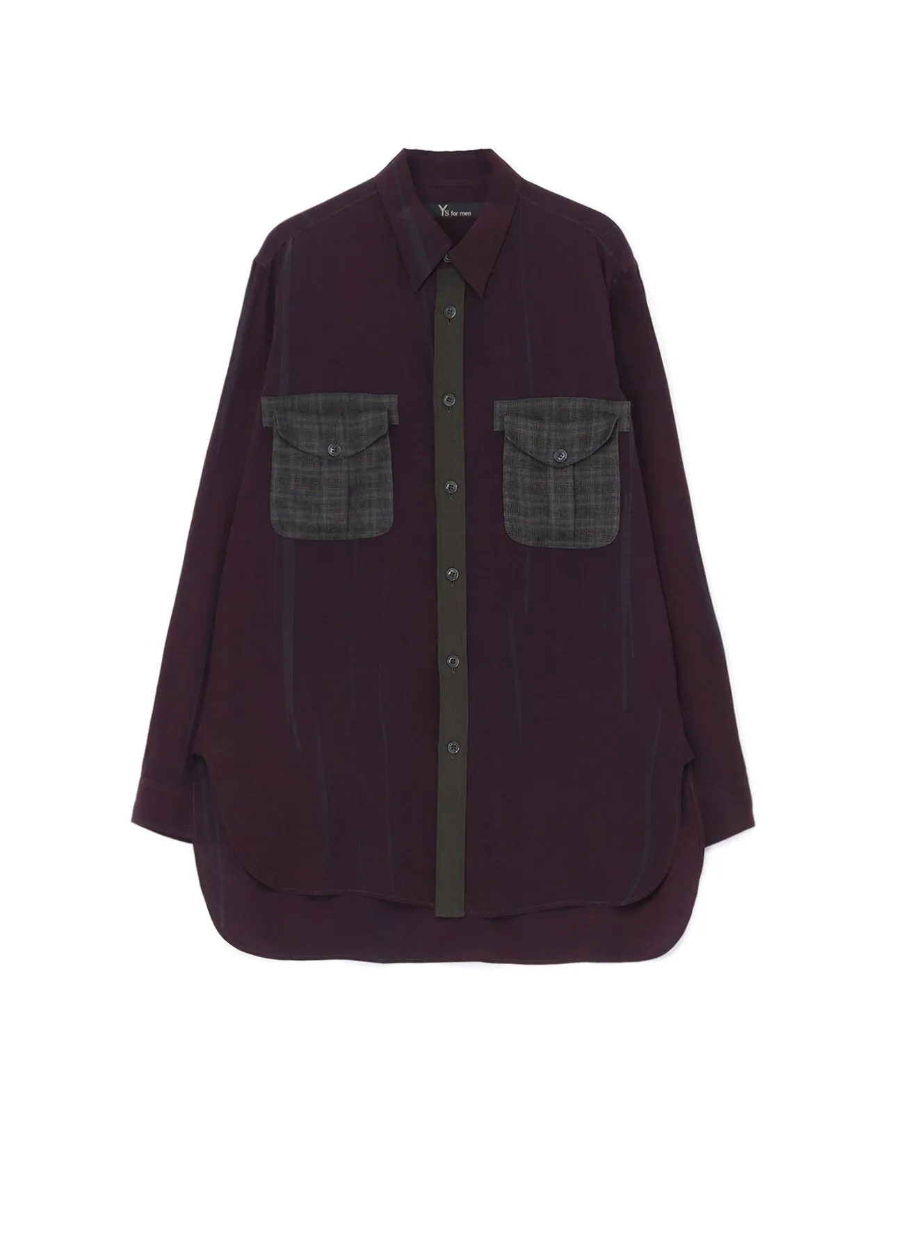 PLANT DYEING SILK PLAID POCKETS SHIRT Flexible Movement