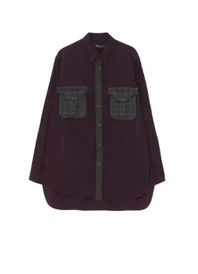 PLANT DYEING SILK PLAID POCKETS SHIRT Flexible Movement