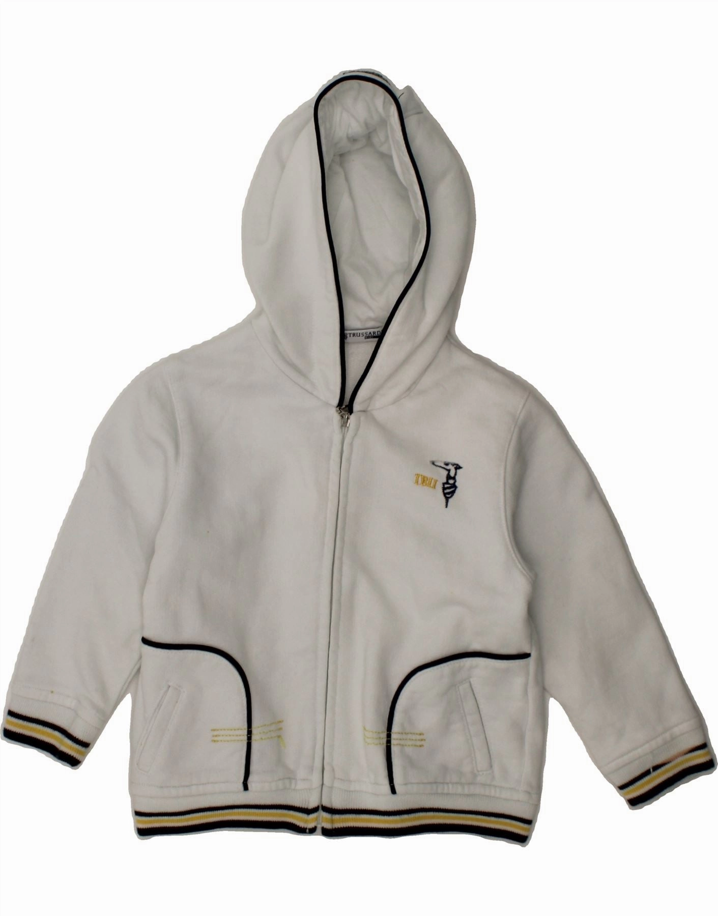 SoftTouch Material TRUSSARDI BABY Baby Boys Zip Hoodie Sweater 9-12 Months White Cotton