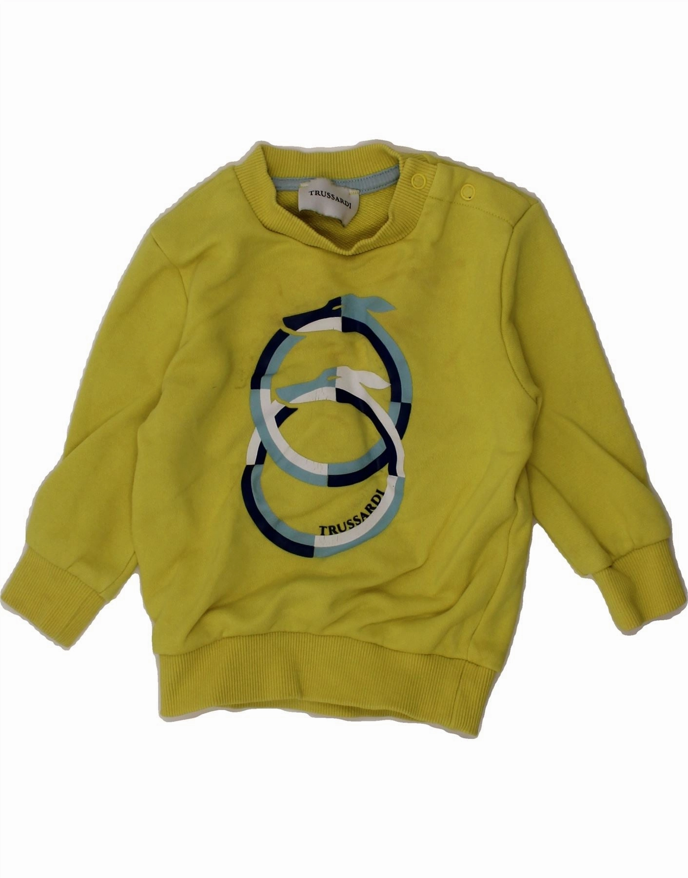 Outdoor Casual Look TRUSSARDI Baby Boys Graphic Sweatshirt Jumper 3-6 Months Yellow Cotton