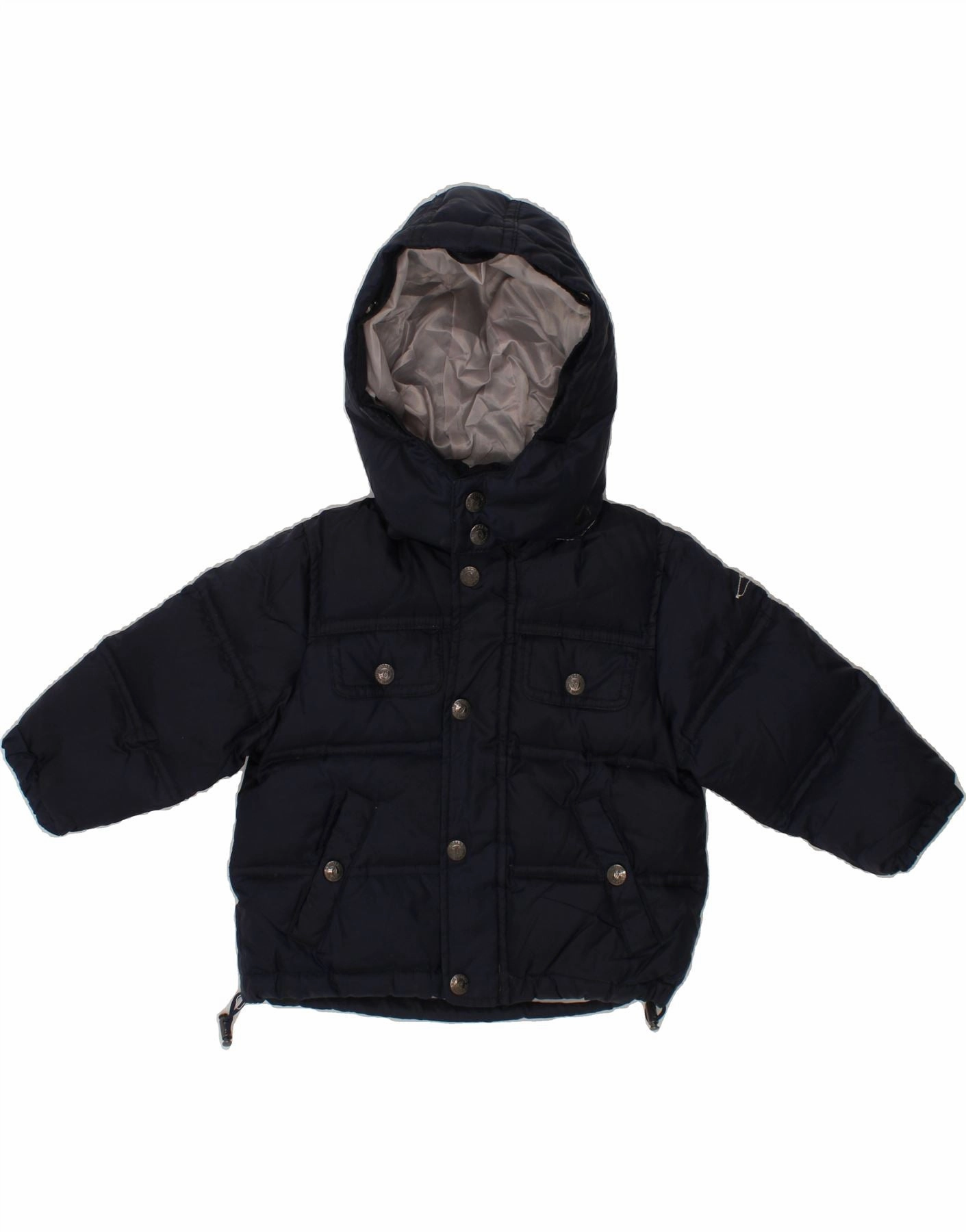 Quilted Panels self - treat TRUSSARDI Baby Boys Hooded Padded Jacket 12-18 Months Navy Blue Polyester