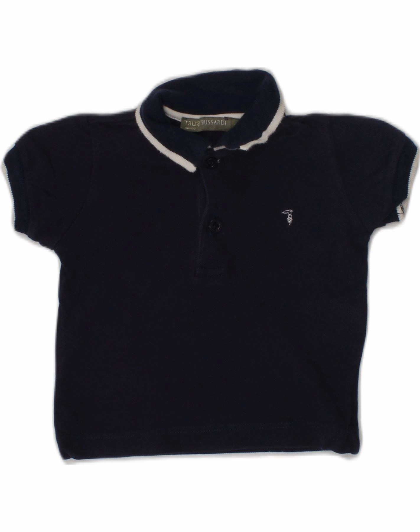 TRUSSARDI Baby Boys Polo Shirt 3-6 Months Navy Blue Cotton Moisture wicking
