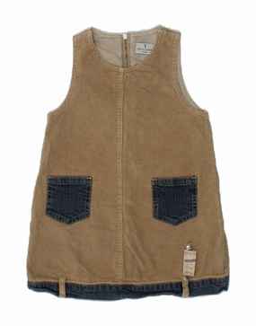 TRUSSARDI Baby Girls Sleeveless Corduroy Tent Dress 18-24 Months Beige Minimal Motion Luxe Fabric