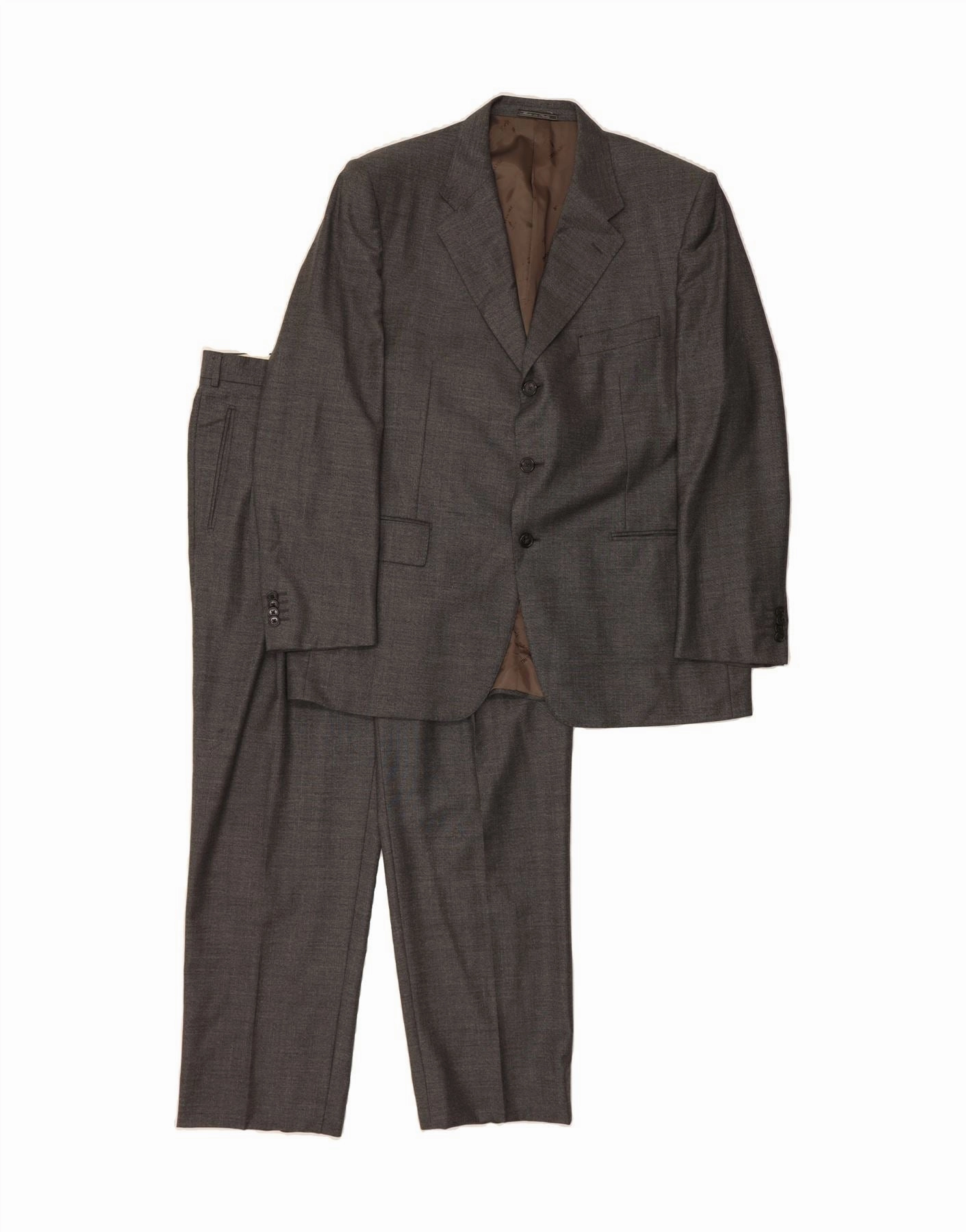 TRUSSARDI Mens 2 Piece Suit IT 56 3XL W38 L29 Grey Wool Perfectly Refined