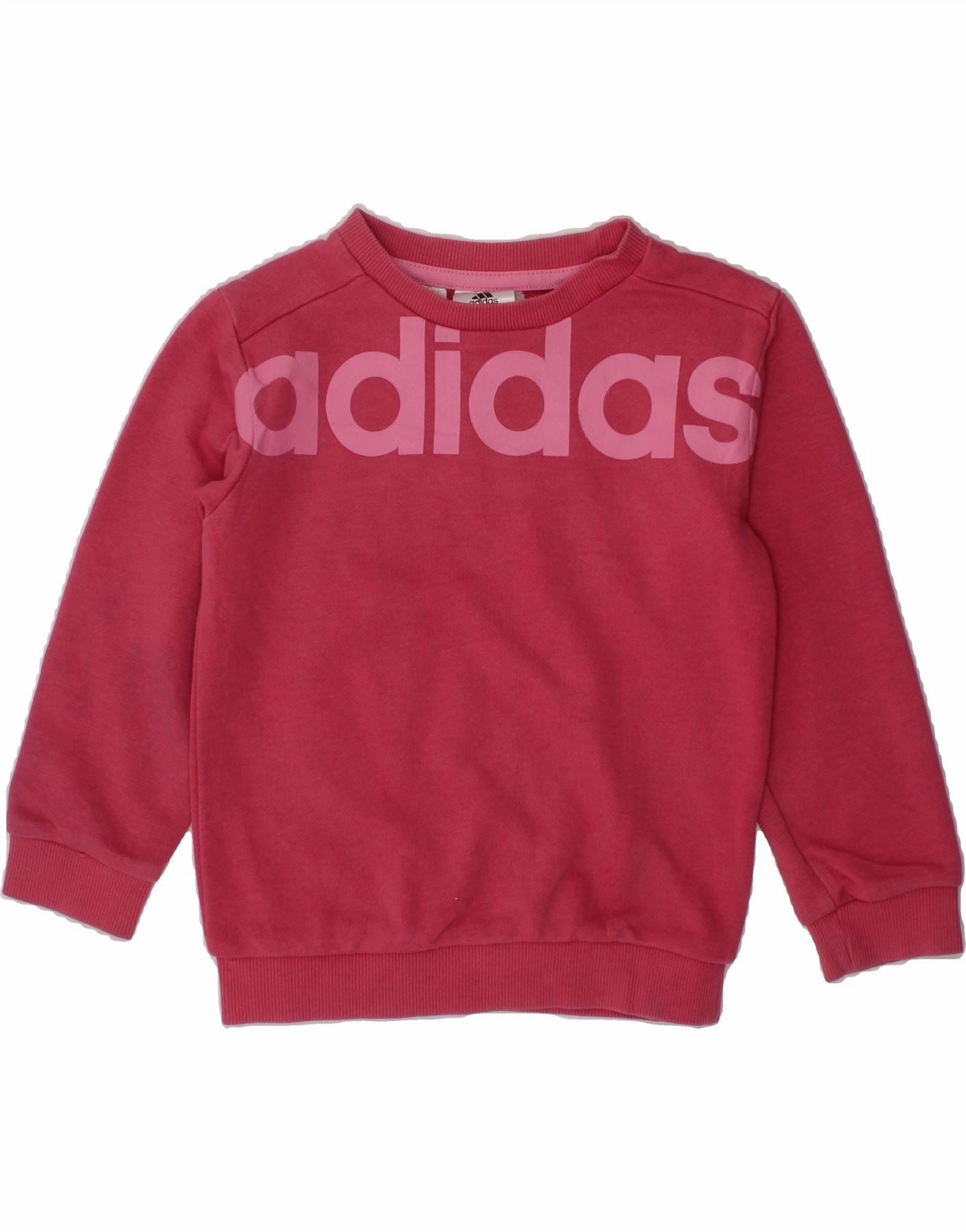 ADIDAS Baby Girls Graphic Sweatshirt Jumper 18-24 Months Pink Cotton Polished Feel