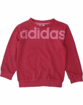 ADIDAS Baby Girls Graphic Sweatshirt Jumper 18-24 Months Pink Cotton Polished Feel