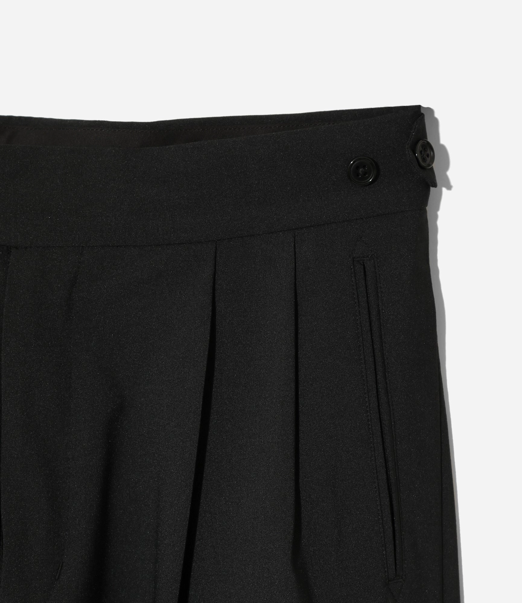 Tucked Side Tab Trouser ?C Black Polyester Cloth Formal Look Flattering Fit