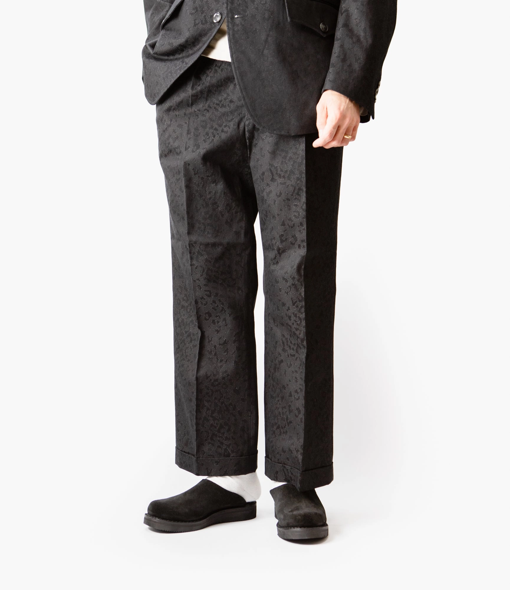Tucked Trouser ?C Black Leopard Print Jacquard Cotton FrictionResistantEdging Move Comfort