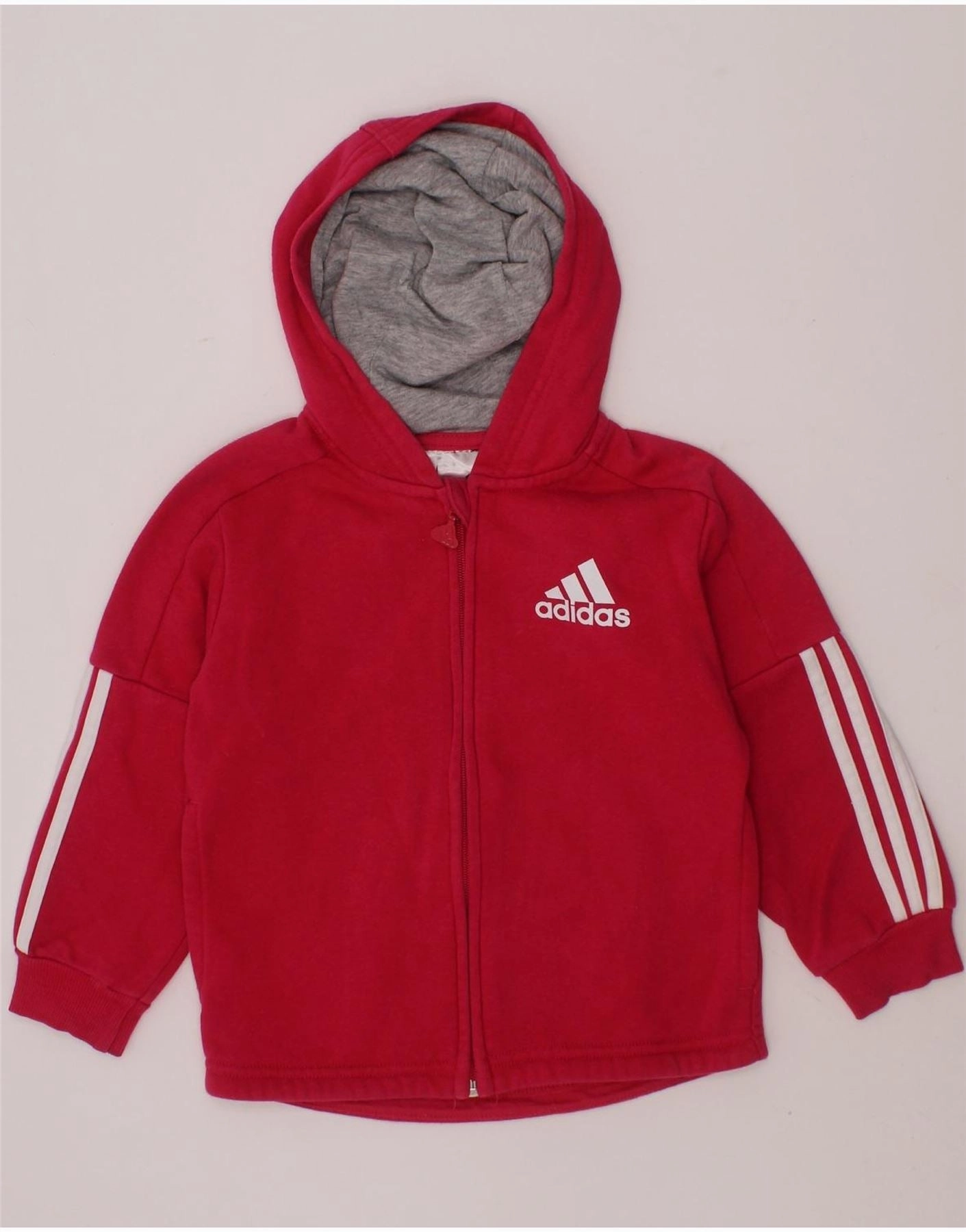 Urban Layer ADIDAS Baby Girls Graphic Zip Hoodie Sweater 18-24 Months Pink Cotton