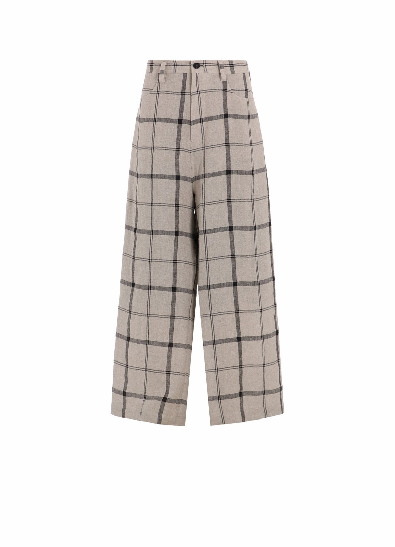 breath easy Heat Dissipating LINEN/NYLON PLAID LONG STRAIGHT PANTS