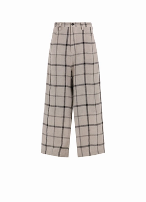 breath easy Heat Dissipating LINEN/NYLON PLAID LONG STRAIGHT PANTS