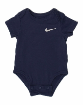 NIKE Baby Boys Bodysuit 0-3 Months Navy Blue Cotton Casual Outdoor Picnic Club