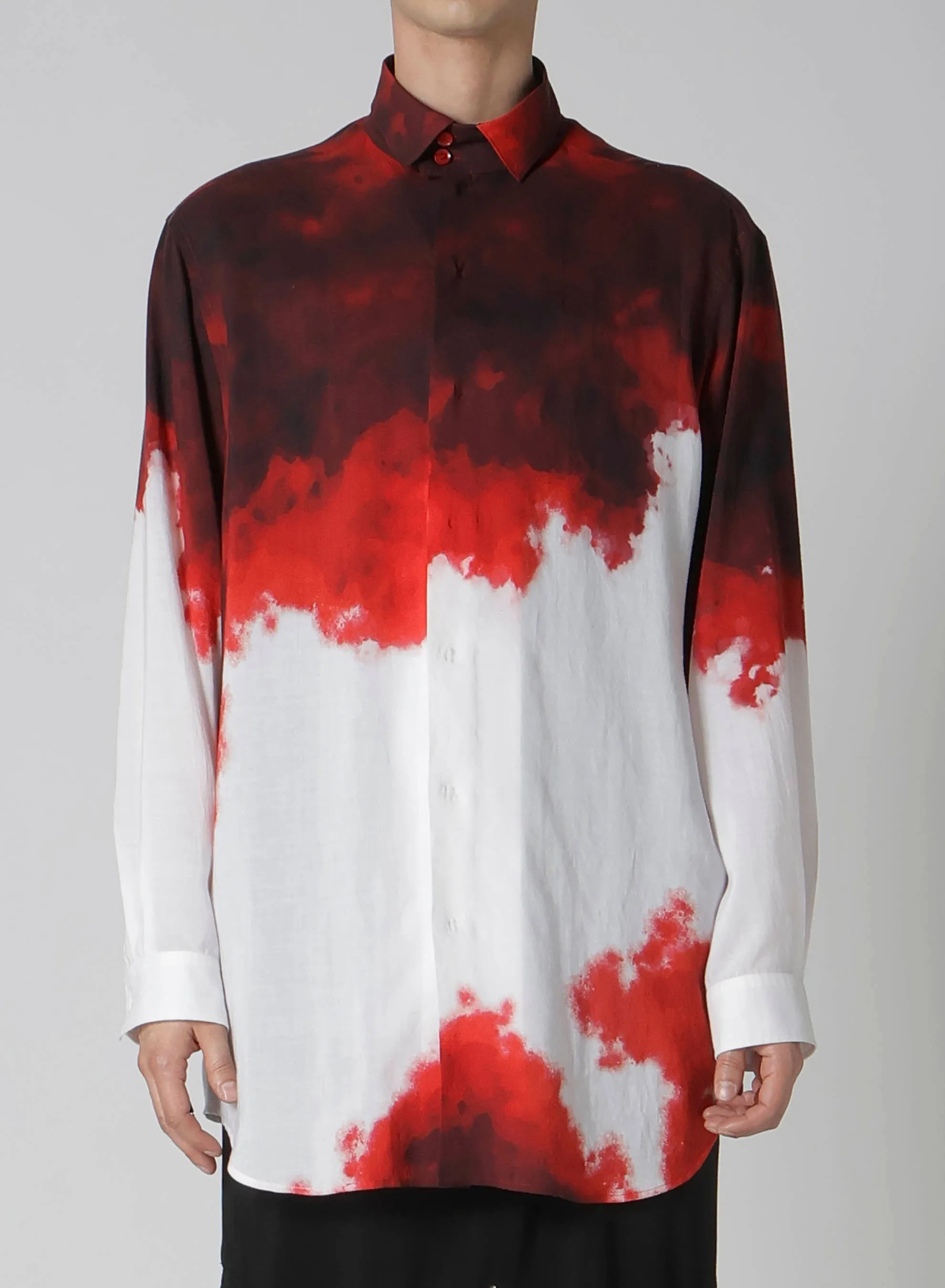 CELLULOSE UNEVEN RED BLOUSE Snug feel