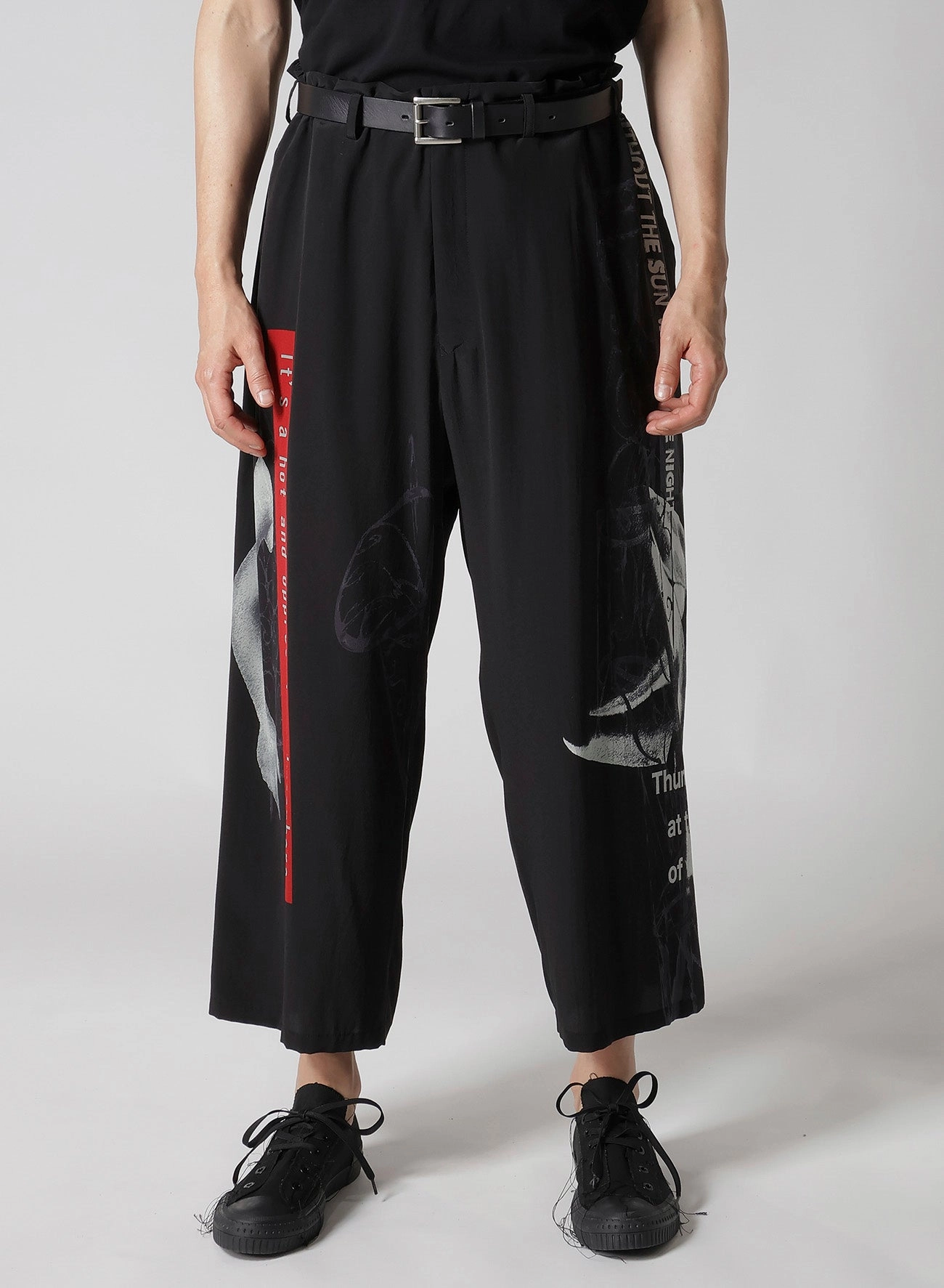 TearResistantPanels Curved Waistline UNIVERSE MESSAGE PRINT PANTS