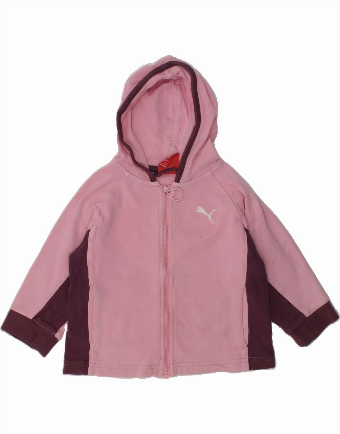 PUMA Baby Girls Hoodie Jumper 9-12 Months Pink Colourblock All Fit Look