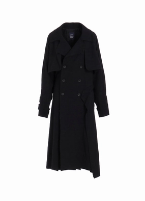 SHRINKED SERGE BACK DRAPE TRENCH COAT Snag Free Surface
