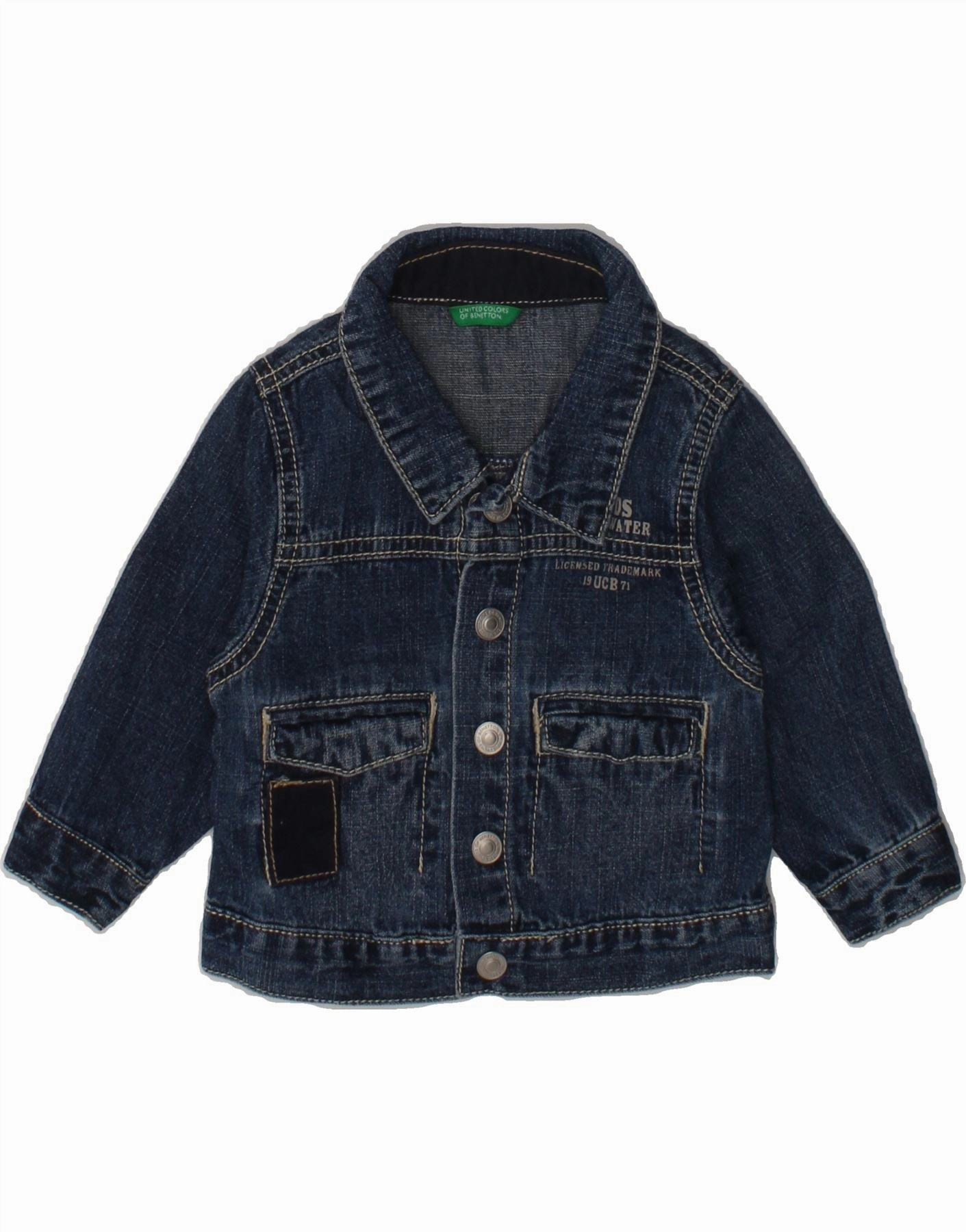 Authorize BENETTON Baby Boys Denim Jacket 6-9 Months Navy Blue Cotton
