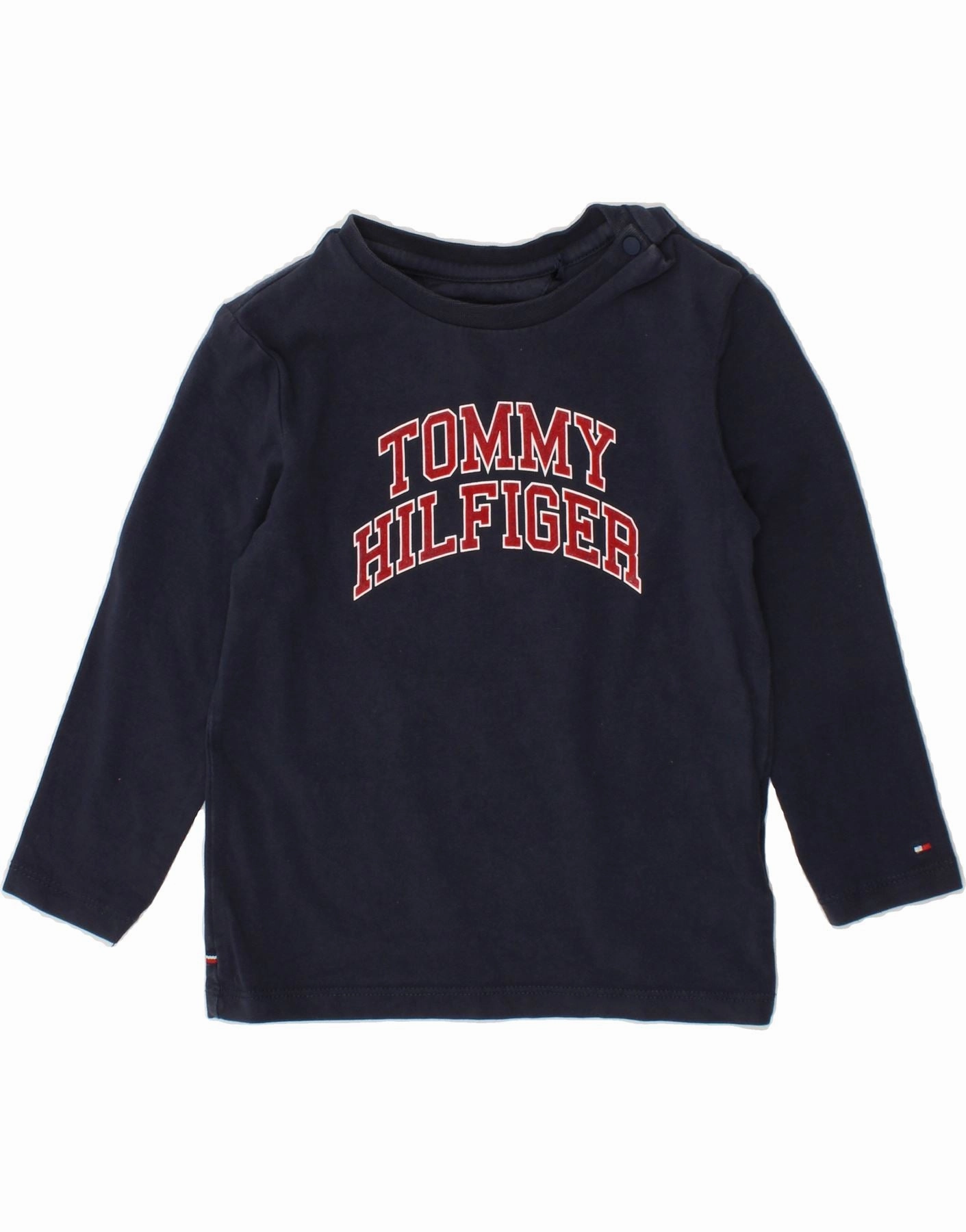TOMMY HILFIGER Baby Boys Graphic Top Long Sleeve 18-24 Months Navy Blue Workwear Style