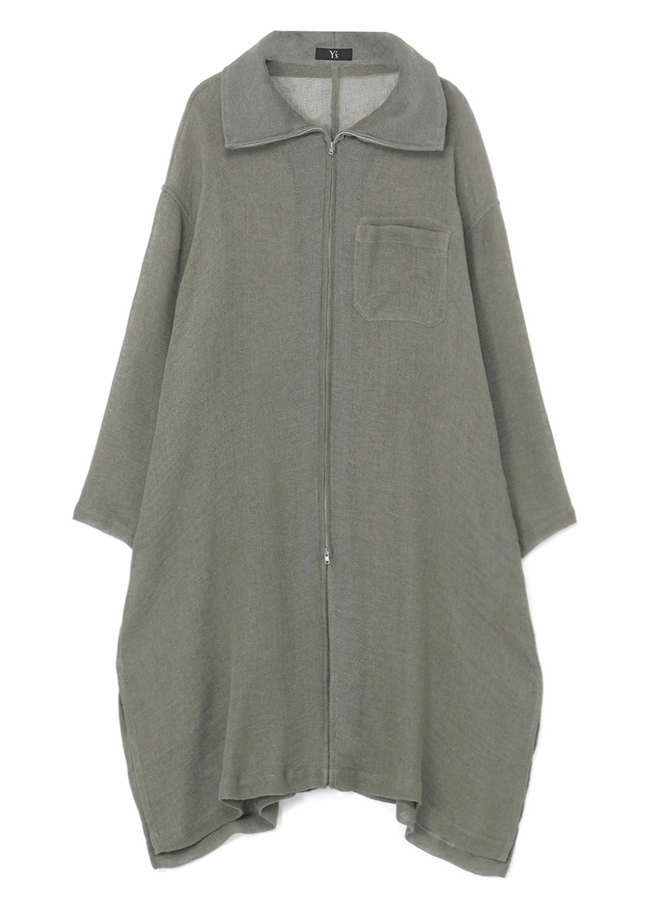 LENO CLOTH STAND COLLAR DRESS Modern Form