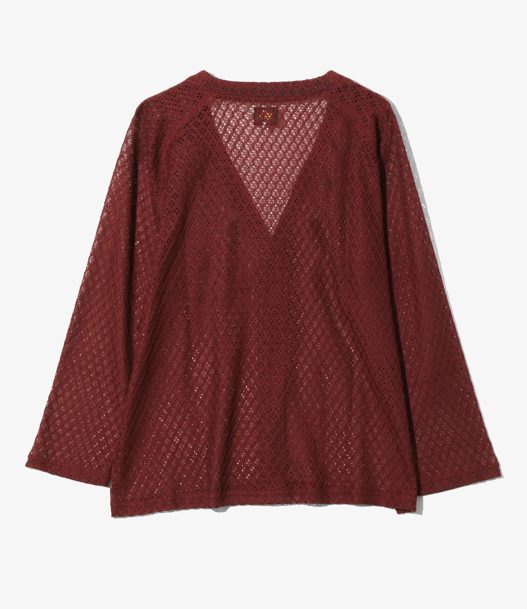 V-Neck Cardigan ?C Burgundy Raschel Lace Quick Dry Integration