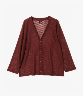 V-Neck Cardigan ?C Burgundy Raschel Lace Soft Material Multi purpose design