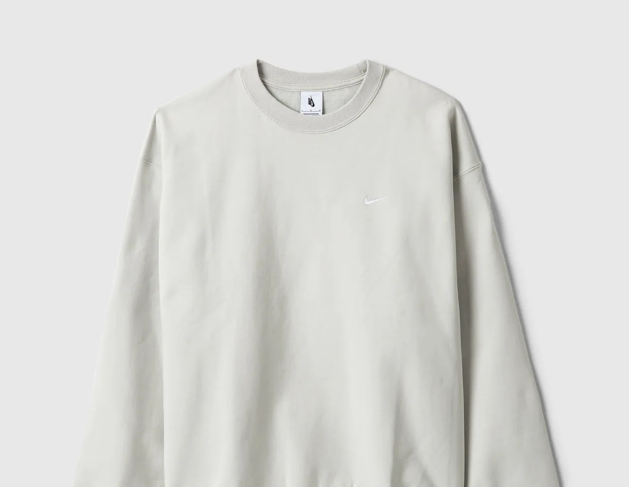 product quilted lining comfort Nike Solo Swoosh Fleece Crewneck Light Bone / White