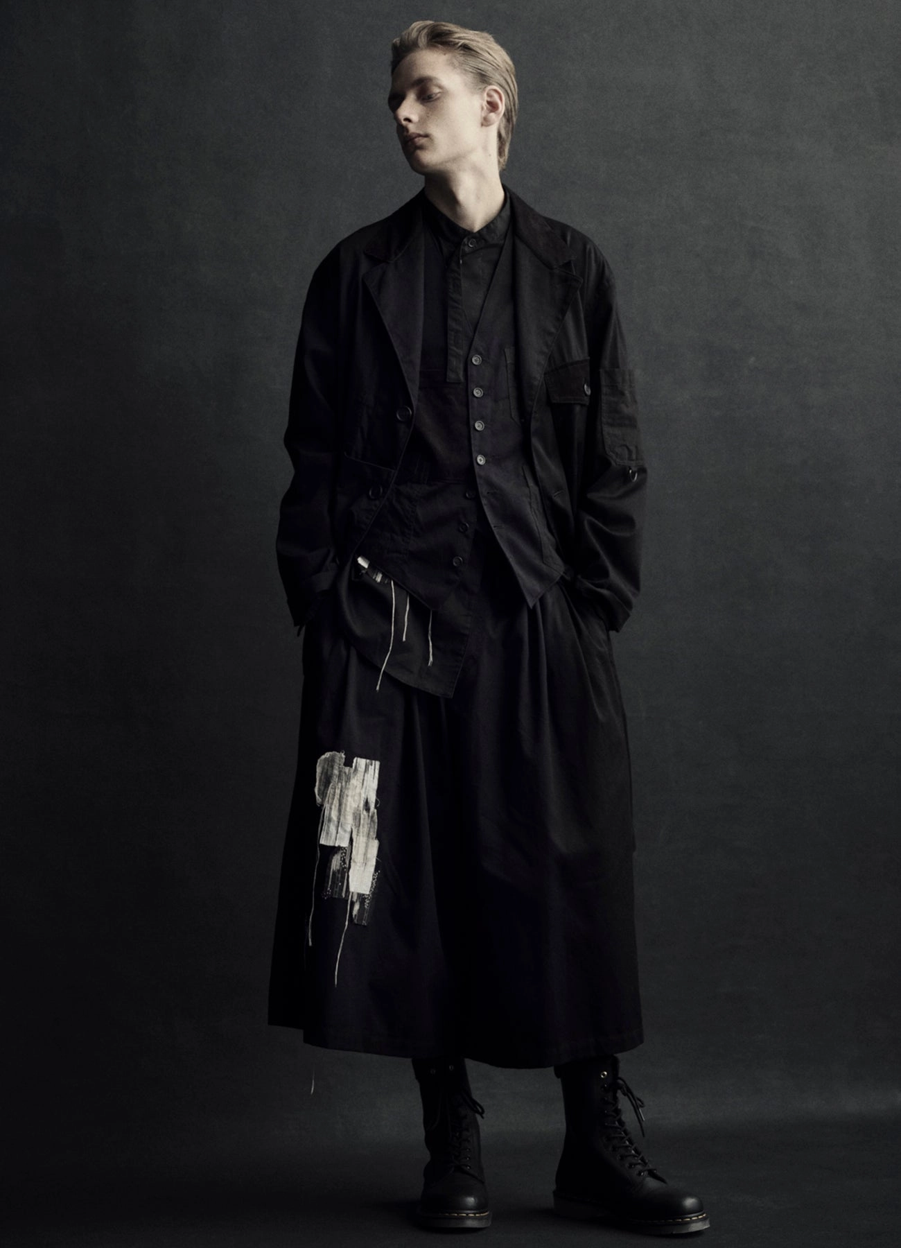 VARIOUS FABRICS CRAZY PATCHWORK SHOP COAT windproof