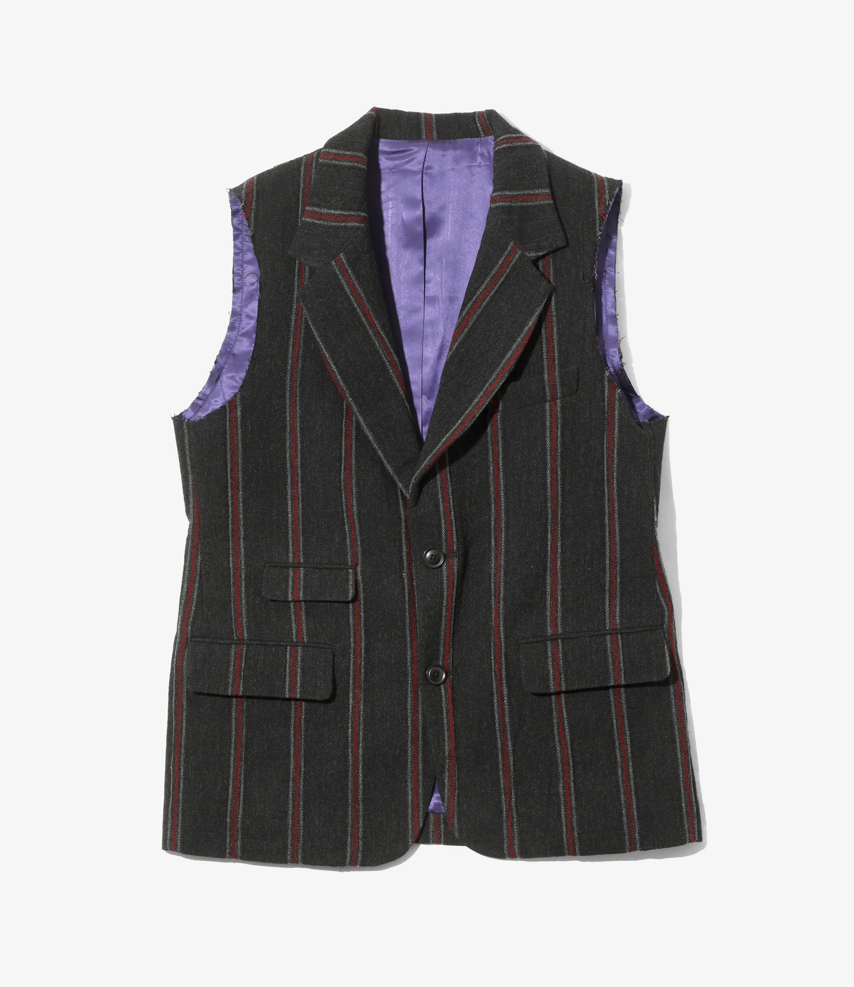 Sleeveless Jacket ?C Charcoal/Red Striped Tweed festival - goers