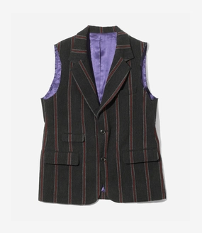 Sleeveless Jacket ?C Charcoal/Red Striped Tweed festival - goers