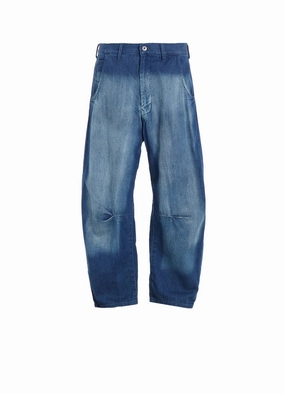 Barrel Waist Trendy Appeal SPOTTED DENIM WIDE PANTS