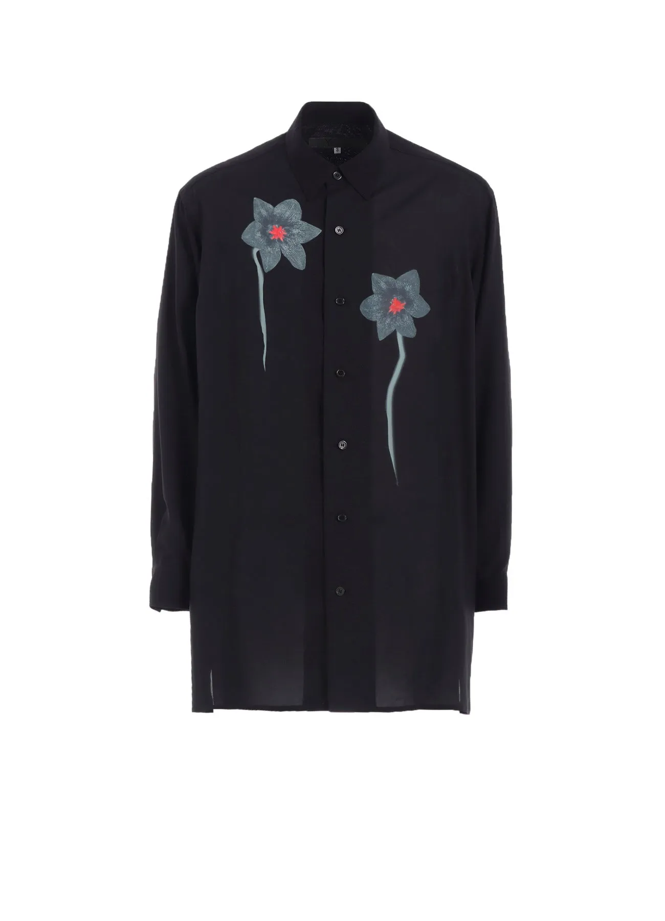 Neutral Shade Student Essential REGULAR COLLAR SHIRT WITH BLACK FLOWER PRINT