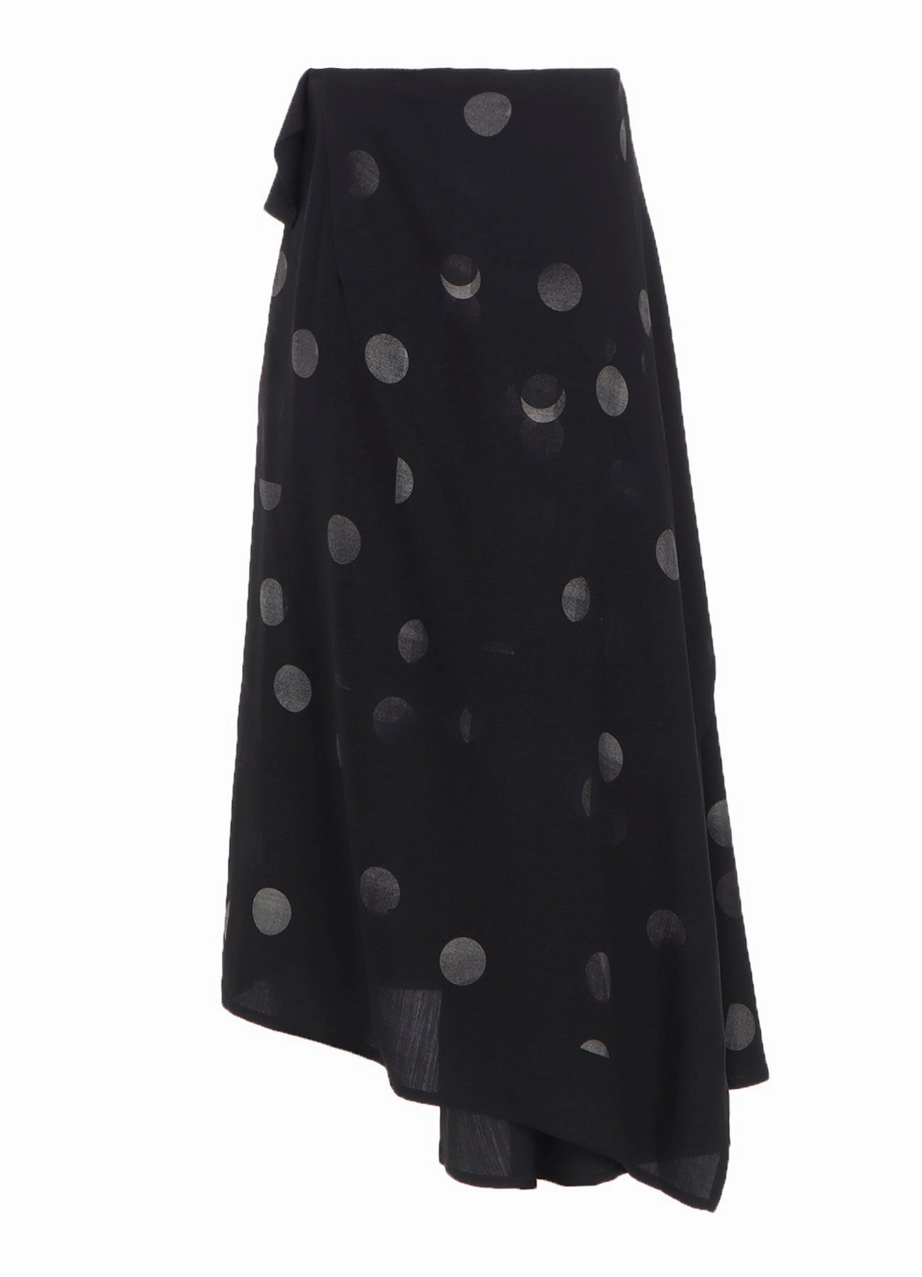Happy Soul BUTTERFLY-PRINT DUNGAREE TWILL ASYMMETRIC LONG SKIRT