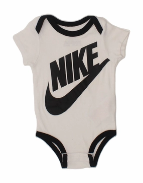 NIKE Baby Boys Graphic Bodysuit 9-12 Months White Cotton Dynamic Adult Gym Fresh