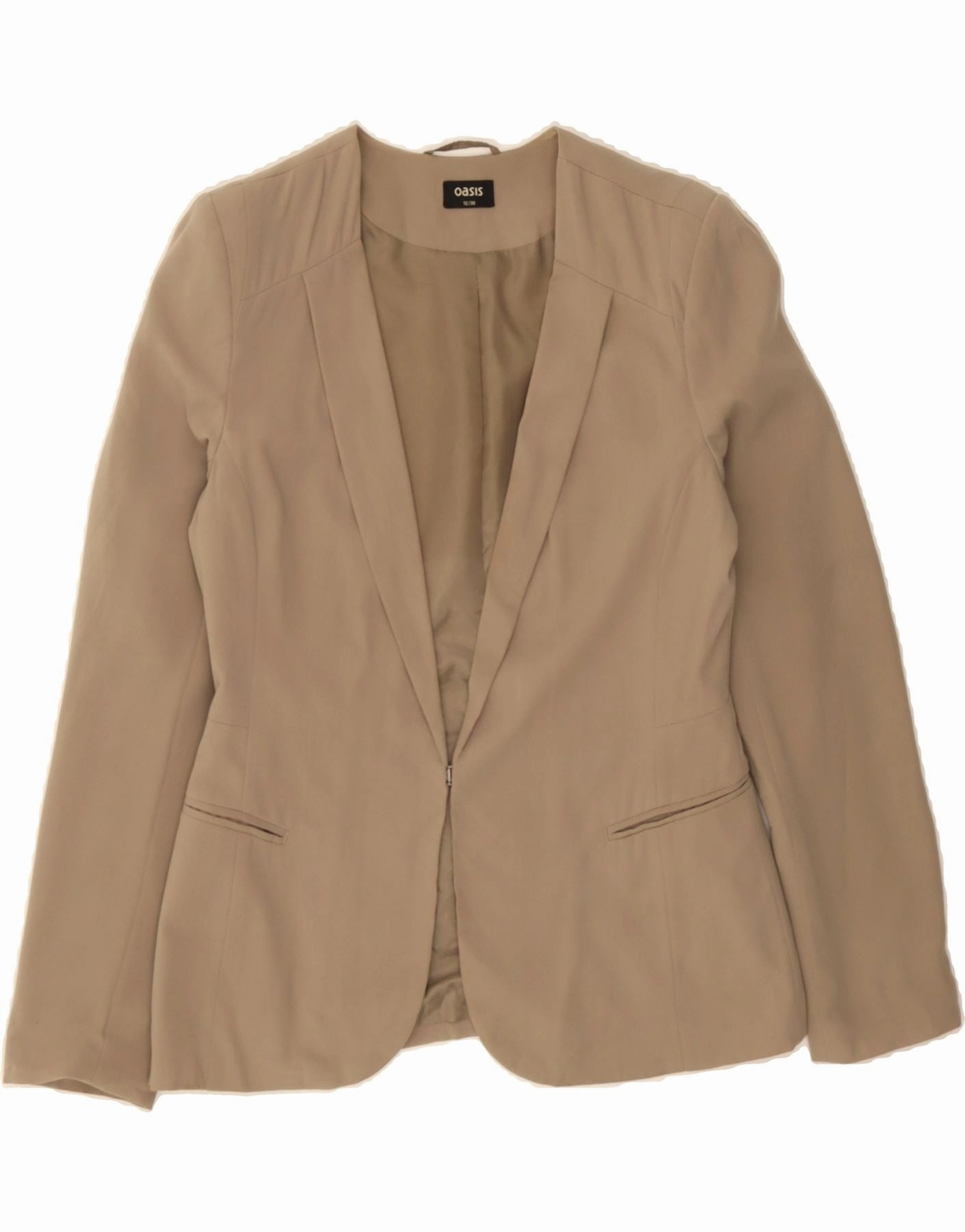 OASIS Womens Blazer Jacket UK 12 Medium Beige Polyester Modern Elegance Snag Resistant Weave